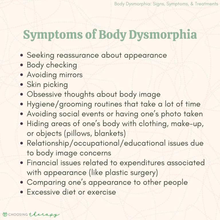 Body Dysmorphia Signs Symptoms amp Treatments