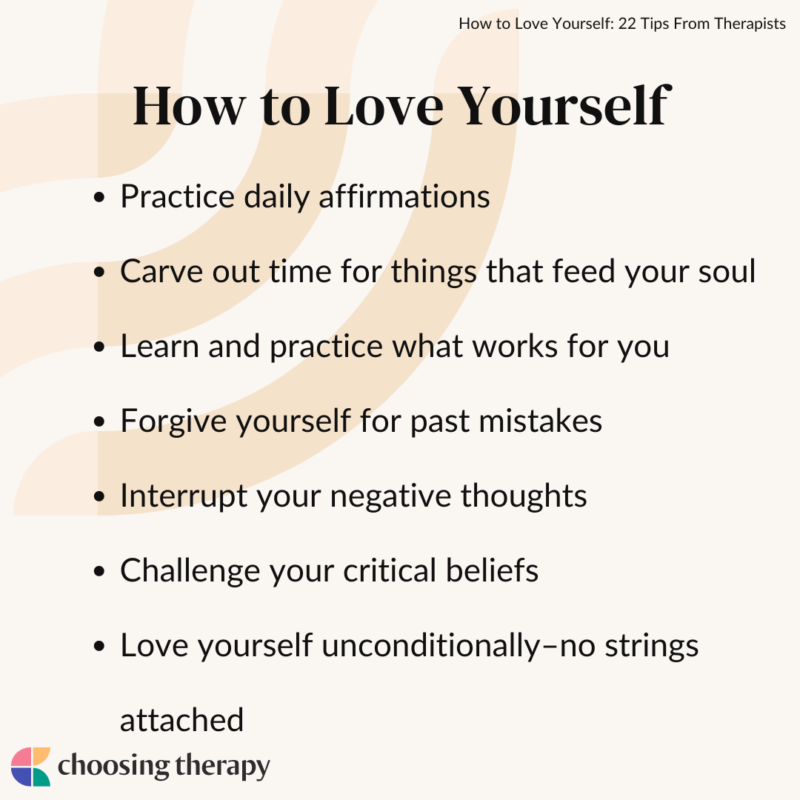 How to Love Yourself: 22 Tips From Therapists