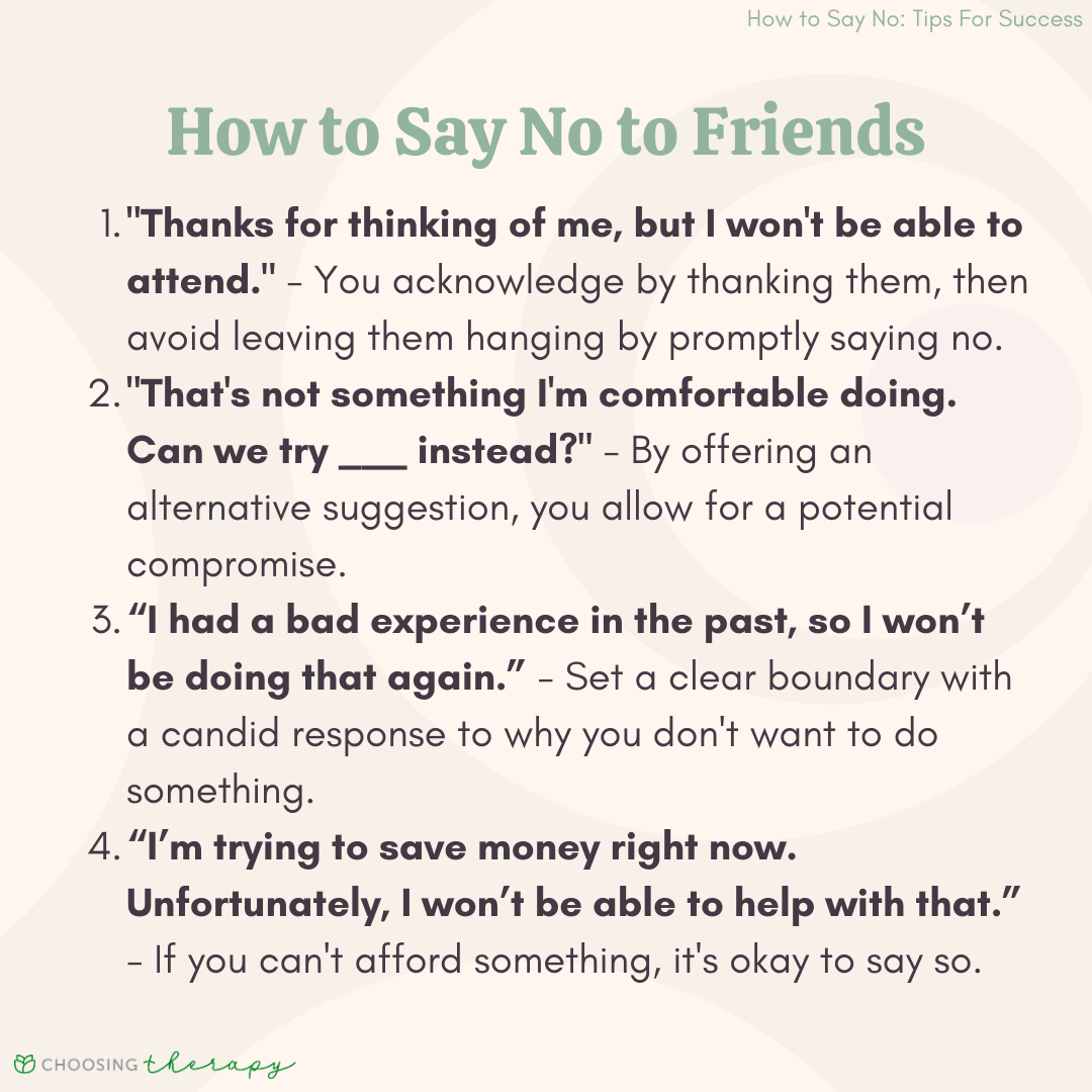 How to Say No: 20 Tips For Success - Choosing Therapy