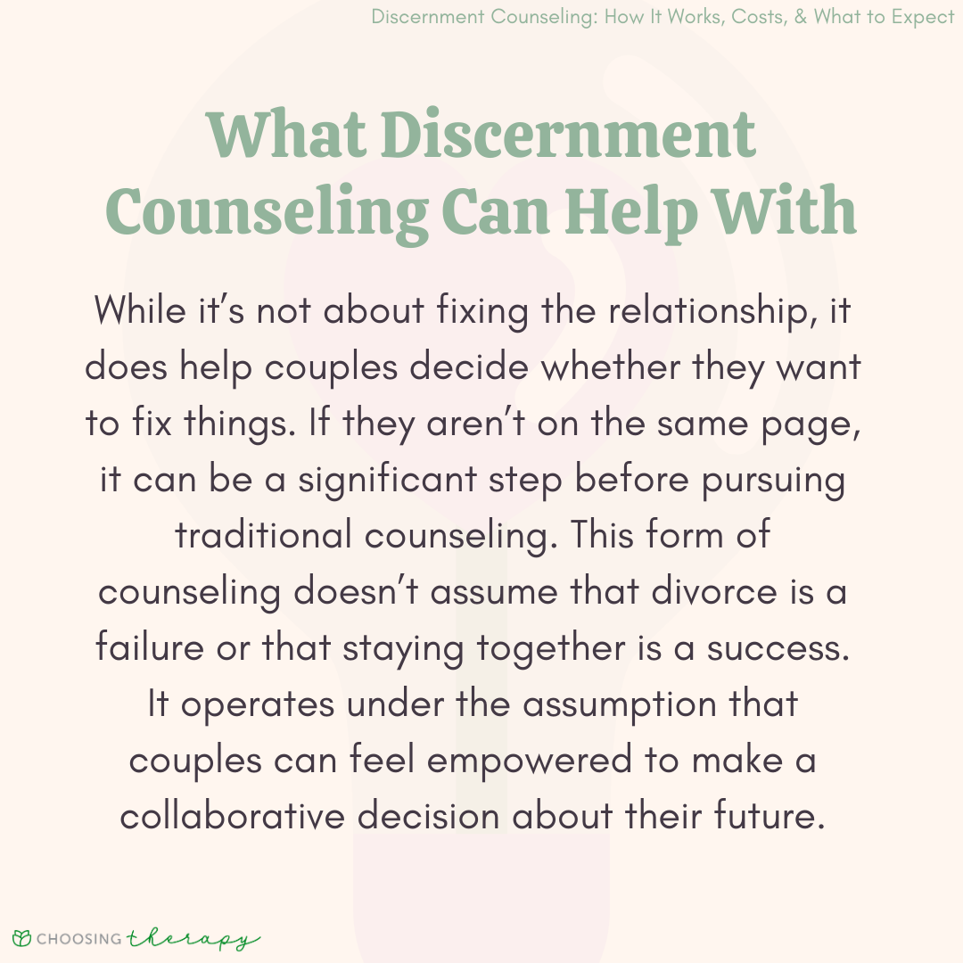 Discernment Counseling: How It Works Costs What to Expect