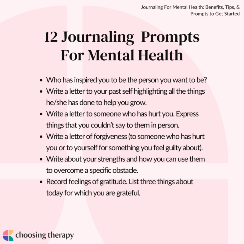 12 Prompts for Journaling for Your Mental Health