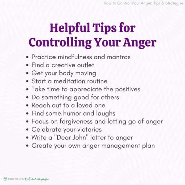 How to Control Your Anger: 24 Tips & Strategies | ChoosingTherapy.com