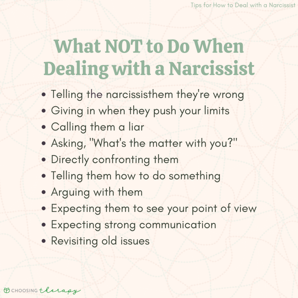 14 Tips For How To Deal With A Narcissist ChoosingTherapy Com   What NOT To Do When Dealing With A Narcissistic 1024x1024 