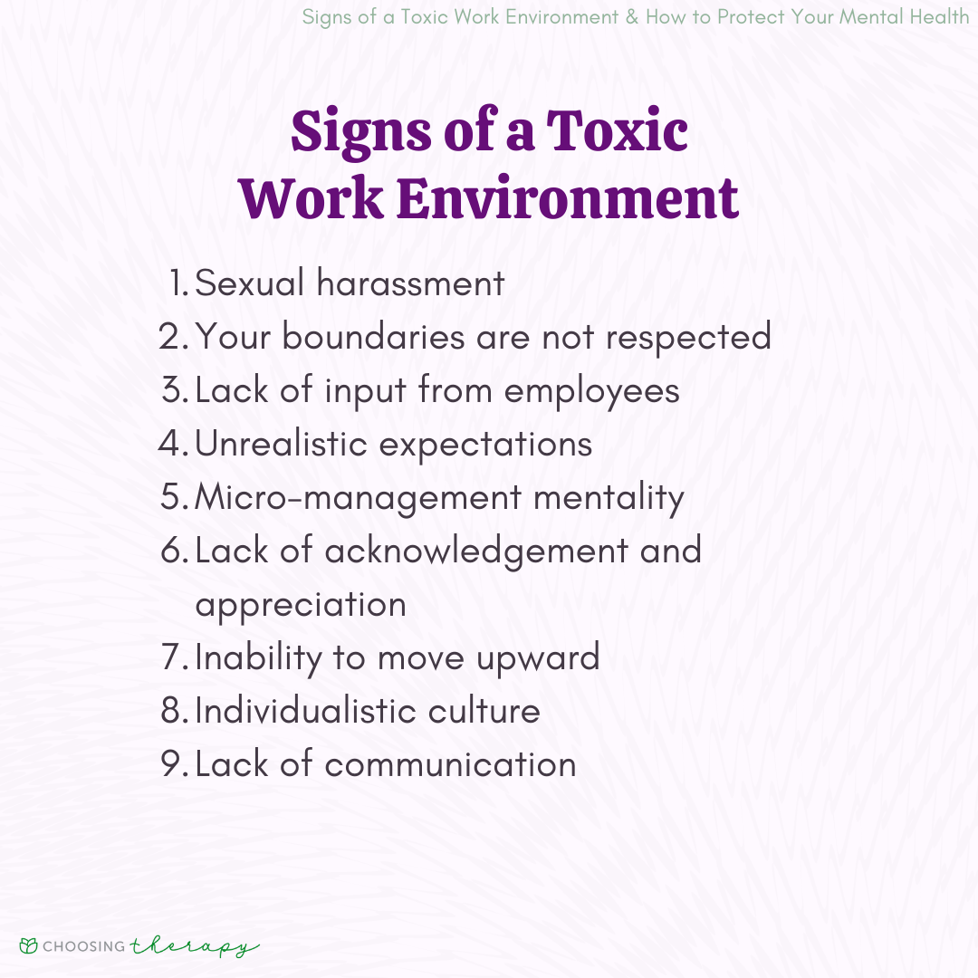 9 Signs Of A Toxic Work Environment How To Protect Your Mental Health