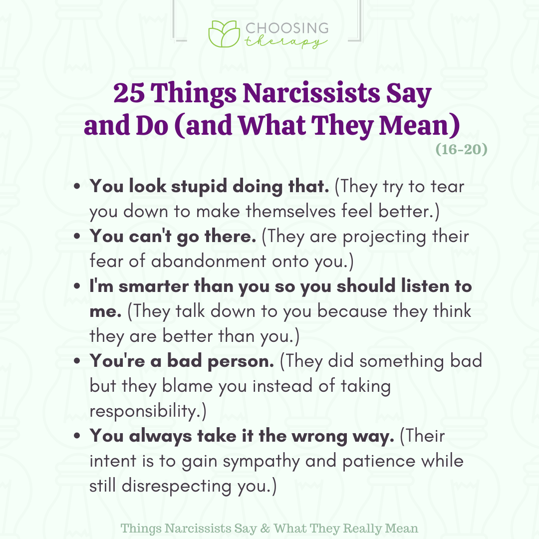 25 Things Narcissists Say And What They Really Mean