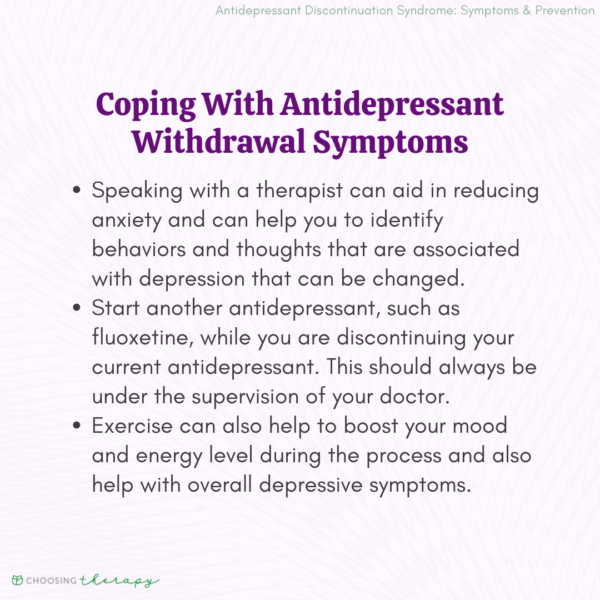 Antidepressant Withdrawal Symptoms: How Long They Last & Ways to Cope