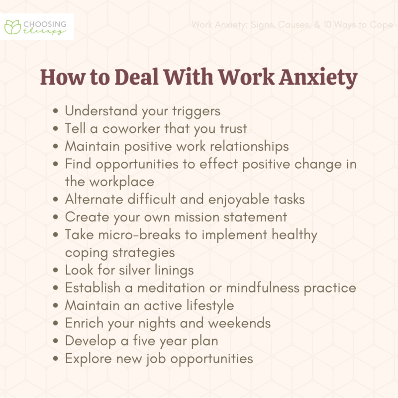 Work Anxiety: Signs, Causes, & 13 Ways to Cope