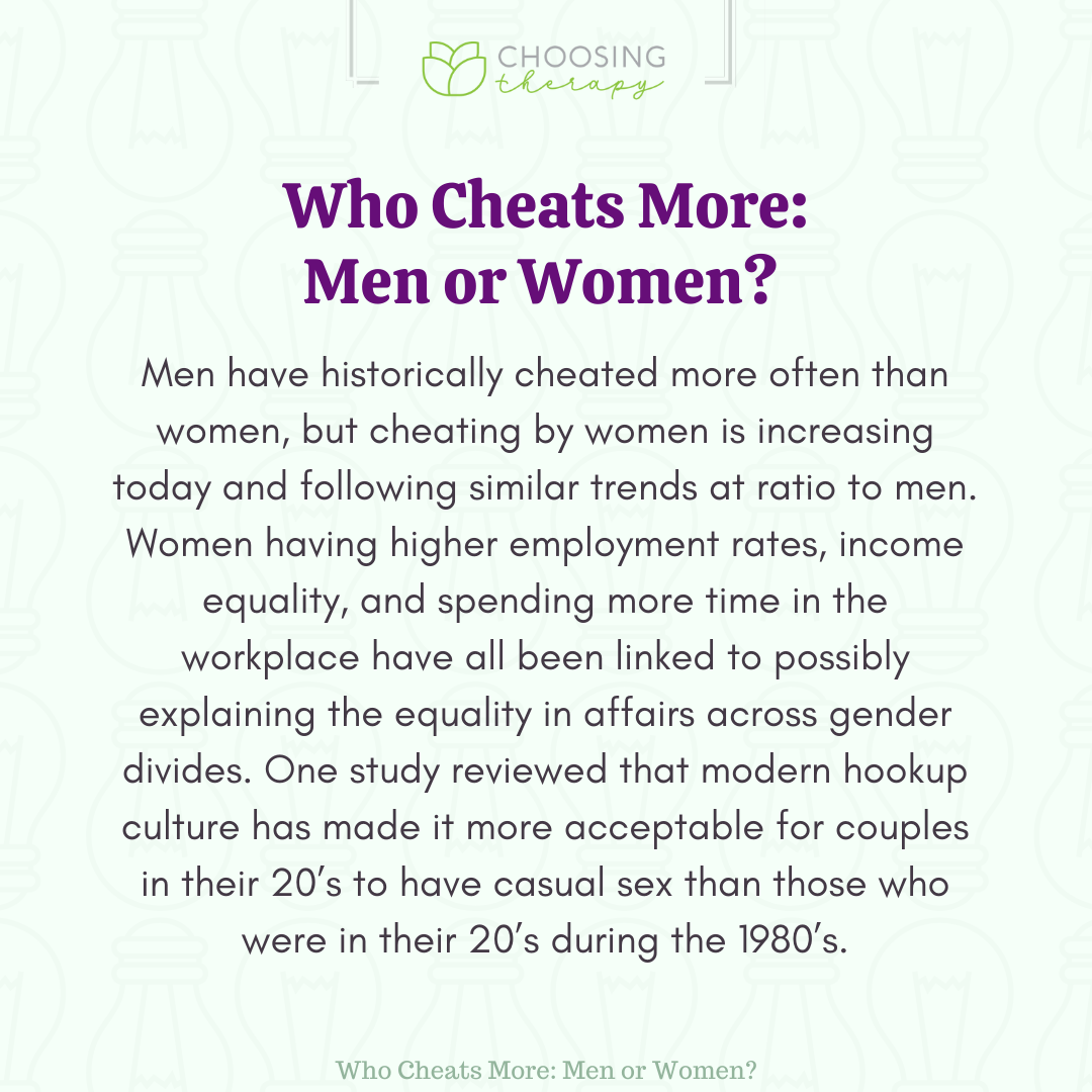 Who Cheats More Men or Women? Choosing Therapy