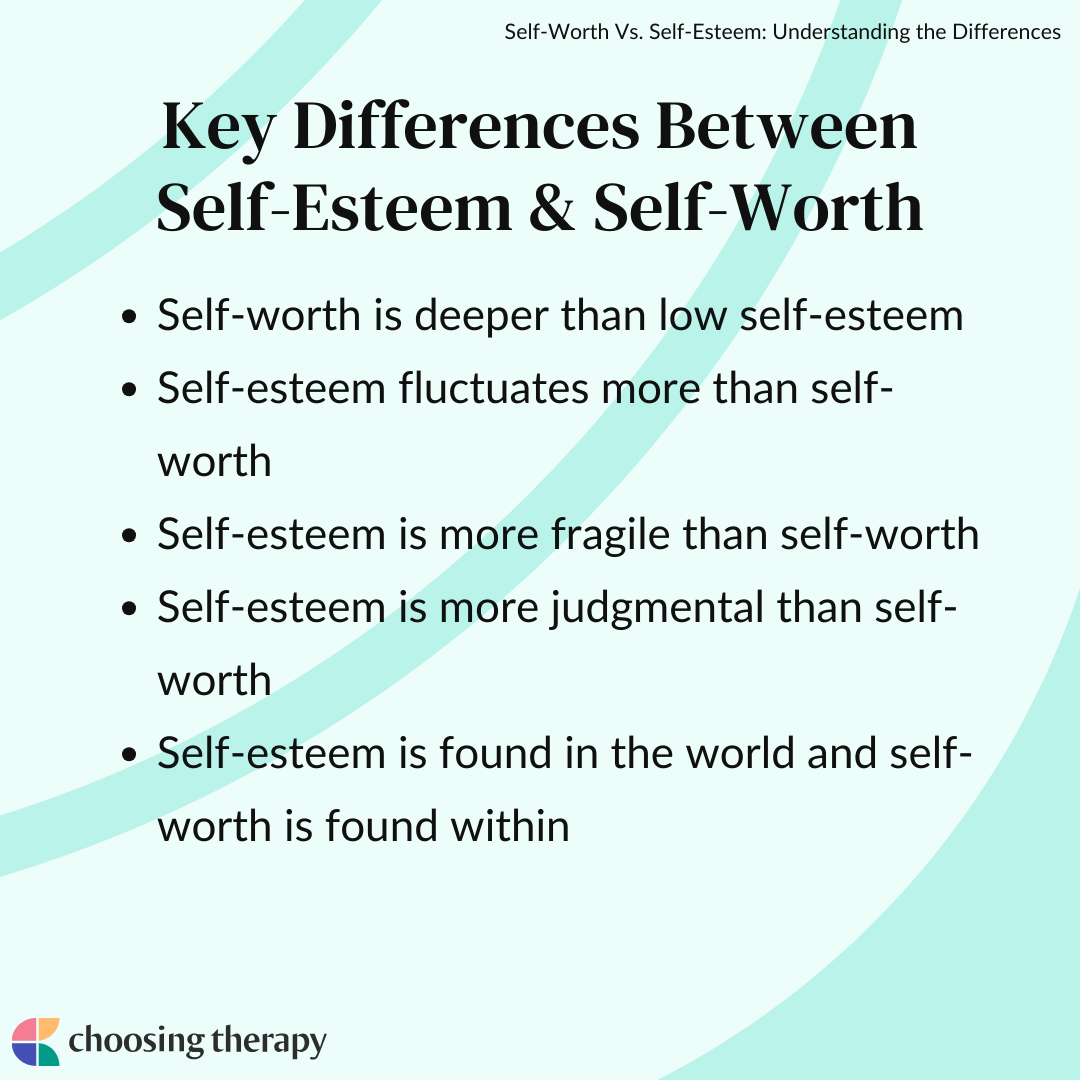 Self Worth Vs Self Esteem Understanding The Differences Choosing 