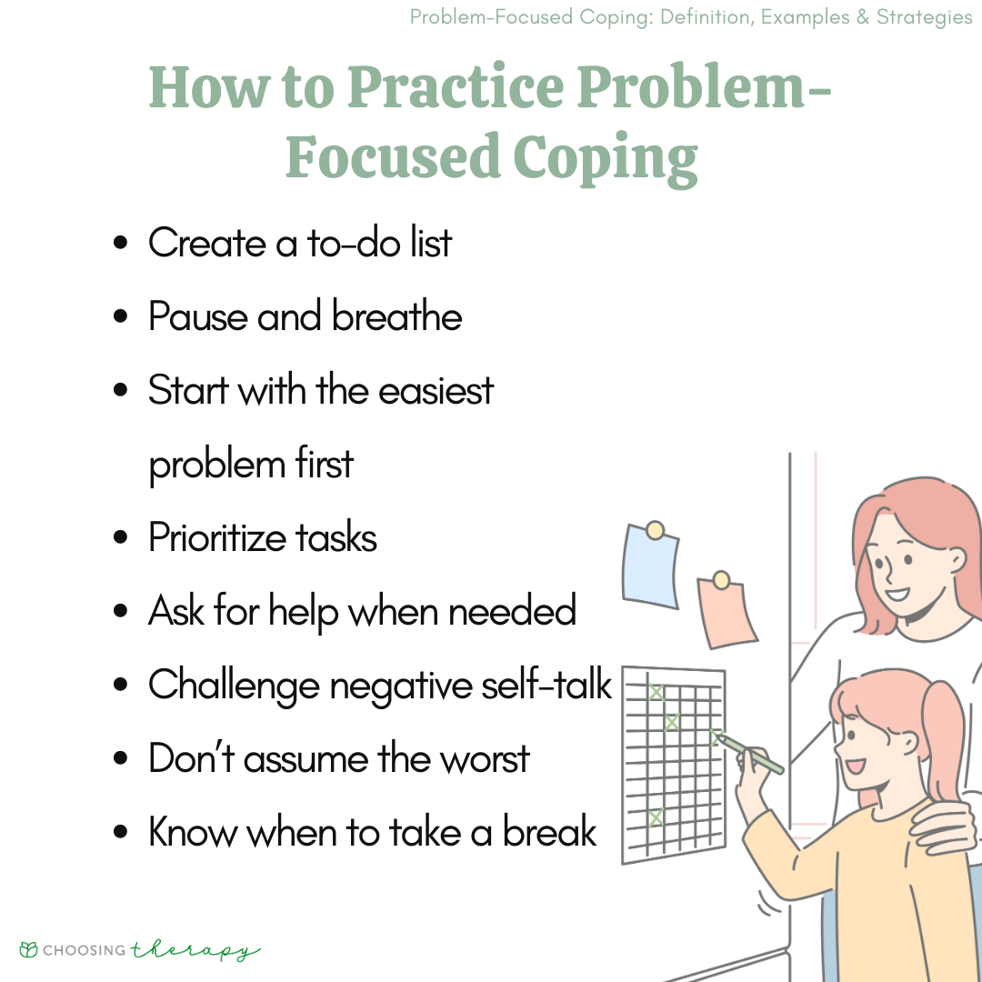 problem focused coping examples quizlet