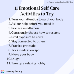 11 Ways to Practice Emotional Self-Care | ChoosingTherapy.com